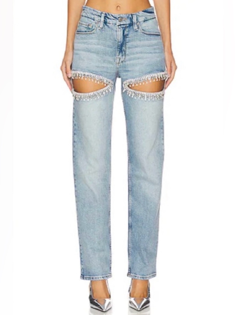 Good American Good Icon straight-leg diamond jeans—see details